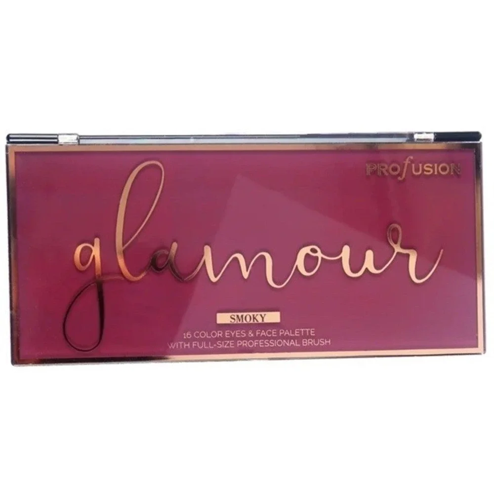 PROFUSION Glamour 16 Color Face & Eyes Palette With Full Size Brush Shade  Smoky